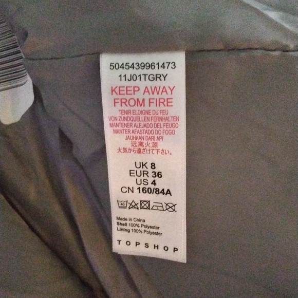 Women's NWOT Topshop gray puffer Jacket with faux fur trim & silver hardware Sz - Picture 6 of 6